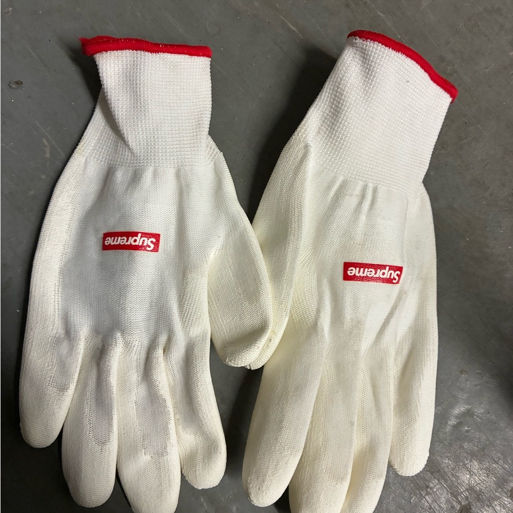 Supreme Red and White Work Gloves